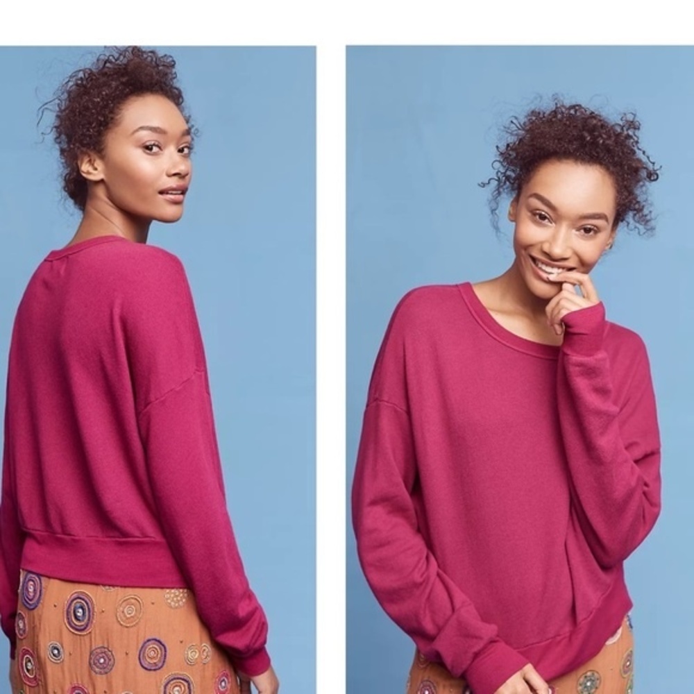 Anthropologie T.La Studio Sweatshirt in Fuchsia S - Picture 5 of 8
